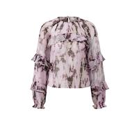 Slightly Sheer Chiffon Blouse with Ruffles and All-Over Print for Women QS Rose 34