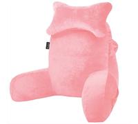 SLIGUY Reading Pillow for Sitting in Bed Couch Adult, Back Pillow with arm Support and Pockets, Adult Back Pillow Bed Chair for Rest, Reading, Watching TV, Gaming for Boys and Girls Pink