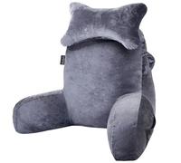 SLIGUY Reading Pillow for Sitting in Bed Couch Adult, Back Pillow with arm Support and Pockets, Adult Back Pillow Bed Chair for Bed Rest, Reading, Watching TV, Gaming for Boys and Girls Dark Grey