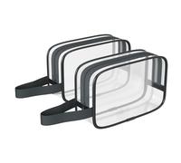 SLIJAR 2 Pcs Transparent Travel Toilet Bag Waterproof Plastic Bag Portable Makeup Bag for Men and Women