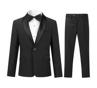 Sliktaa Boys Suits 2 Pieces Slim Fit One Button Notched Lapel Tuxedo Suits Wedding Performance Party Formal Wear Blazer and Trousers Black 8 Years