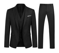 Sliktaa Men Three Piece Tuxedo Suit One Button Wedding Formal Set | One button blazer notched lapel waistcoat zip fastening trousers pockets for weddings proms dinners and evening events