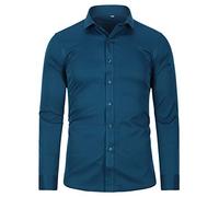 Sliktaa Mens Bamboo Dress Shirt Casual Long Sleeve Regular Fit Solid Stand Collar Button Down Shirt Green XL