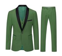 Sliktaa Mens Suits 3 Pieces Slim Fit Wedding Formal Dinner Suit Black One Button Notched Lapel Tuxedo Blazer Jacket Trousers and Waistcoat Light Green XXL