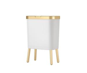 Slim 15L Bedroom Trash Can - Space-Saving Garba Bin with Push Button, Slish White d Design, Ideal for Home Office, Kitchen, and Living Room