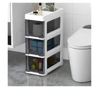 Slim 18cm Stackable Bathroom Cart with Transparent Drawers 3-Tier Rolling Toilet Paper Holder Independent Vertical Storage Solution Space-Saving.