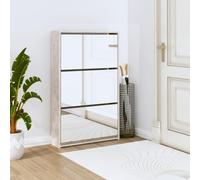 Slim 2 Drawer Mirrored Shoe Cabinet, Modern Storage nizer with Flip Drawers, Stylish Hallway Rack, Space-Saving Sideboard Unit, 63x17x67 cm, Perfect for Entryway