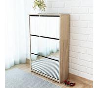 Slim 2 Drawer Mirrored Shoe Cabinet, Modern Storage nizer with Flip Drawers, Stylish Hallway Stand Rack, Space-Saving Sideboard Unit, 63x17x67 cm