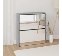 Slim 2 Drawer Mirrored Shoe Cabinet, Stylish Cupboard Storage nizer with Flip Drawers for Hallway, Versatile Sideboard Unit, Space-Saving Design, 63x17x67 cm
