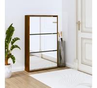 Slim 2 Drawer Mirrored Shoe Cabinet, Stylish Hallway Storage nizer with Flip Drawers, Space-Saving Sideboard Unit, 63x17x67 cm for Entryway and Home Decor