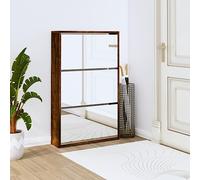 Slim 2 Drawer Mirrored Shoe Cabinet - Stylish Storage nizer with Flip Drawers for Hallway, Entryway & Sideboard - Compact 63x17x67 cm Design