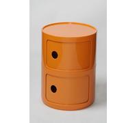 Slim 2-Tier Round Bedside Table with 3/4/2 Drawers - Stylish Small Storage Unit for Bedroom, Corner Console & Bathroom Cabinet Nightstand (Orange)
