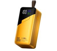 Slim 20000mAh Laptop Power Bank, 100W Portable Charger with Built-in Cable, PD Fast Charging Battery Bank with Smart Display, Compatible MacBook Pro/Air/Steam Deck and More(Color:Yellow)