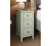 Slim 3 Drawer Bedside Table Nightstand Oak Veneer Painted Finish Sage Green FWStyle Green One Size