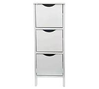 Slim 3 Drawers bathroom Cabinet Unit Bedroom Storage multi purpose MDF wood Bathroom Storage Unit Space-Saving Organizer for Compact Toilet White Freestanding For Living Caravan Campervan (Flat Pack)