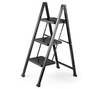 Slim 3 Step Ladder - VonHaus Folding Step Ladder with Anti Slip Steps and Feet