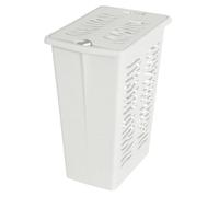Slim 30 Litre Laundry Hamper with Lid - Zebra Print Ventilated Plastic Laundry Basket for Bathroom, Bedroom & Utility - Space Saving Laundry Bin (White)