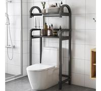 Slim 50cm Bathroom Shelf 2Tier Free Standing Storage Orga SpaceSaving Easy Assembly for Small Spaces Black Finish Ideal for Home & Apartment Use
