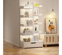 Slim 6 Tier Bookshelf with Doors Modern Open Display Shelves for Living Room Office or Bedroom Stylish Storage Solution for Efficient nization and Presentation
