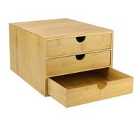 Slim A4 Bamboo Desk Organiser, 3 Drawer Storage Unit for Home or Office