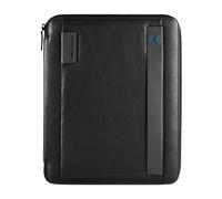 Slim A4 Zip Closure Notepad, female, Piquadro, Cross Body Messenger, Black, ONE SIZE, Bags ONE SIZE