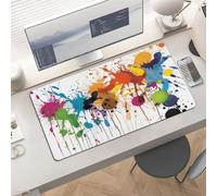 Slim Abstract Paint Splashes Desk Mat for Keyboard and Mouse 24x12 Inch Gaming Mouse Pad Protector Non-Slip Rubber Base Portable Deskpad for Office/Gaming/Remote Work Desktop Accessories Decor