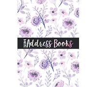 Slim Address Book: Large Address Book A4 Size : A-Z Index Address Book Simple and Clean : Violet Floral Cover