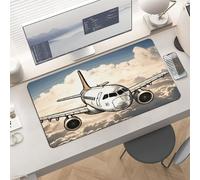 Slim Airplane Flying Desk Mat for Keyboard and Mouse 24x12 Inch Gaming Mouse Pad Protector Non-Slip Rubber Base Portable Deskpad for Office/Gaming/Remote Work Desktop Accessories Decor