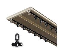 Slim Aluminum Double Curtain Track 380cm 2-Layer Ceiling Rod Lightweight & Champagne Color Ideal for Living Room & Bedroom Curtains Easy Installation