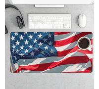Slim American Flag Desk Mat for Keyboard and Mouse 24x12 Inch Gaming Mouse Pad Protector Non-Slip Rubber Base Portable Deskpad for Office/Gaming/Remote Work Desktop Accessories Decor