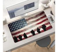 Slim American Flag Veterans Day Desk Mat for Keyboard and Mouse 24x12 Inch Gaming Mouse Pad Protector Non-Slip Rubber Base Portable Deskpad for Office/Gaming/Remote Work Desktop Accessories Decor