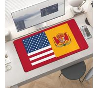 Slim American Spain Flag Desk Mat for Keyboard and Mouse 24x12 Inch Gaming Mouse Pad Protector Non-Slip Rubber Base Portable Deskpad for Office/Gaming/Remote Work Desktop Accessories Decor