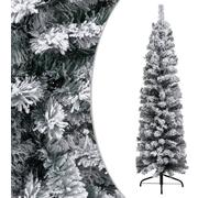 Slim Artificial Christmas Tree Green 150 x 43 cm PVC Flocked Snow Space-Saving
