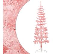 Slim Artificial Half Christmas Tree with Stand Pink 120 cm Berkfield Home Pink One Size