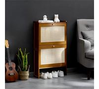 Slim Bamboo Shoe Cabinet - 4-Tier Freestanding Sto Rack with Rattan Mesh Doors Narrow Entryway nizer Lar Capaci for Hallway 17cm Depth Slish & Space-Saving