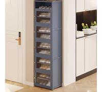 Slim Bamboo Shoe Rack Cabinet - Veal Sto nizer with Door Tall Narrow Design for Smals 175cm Height Ideal for Corner Use (Color: D)