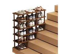 Slim Bamboo Shoe Rack - DIY StairOpen Storage for Boots & Sneakers Entryway & Hallway Shelf 6-Tier Design for Space Saving & Stylish Home Décor