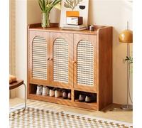 Slim Bamboo Shoe Storage Cabinet 6-Tier Entrywaywith Doors & Shelves Stylish Hallway Cupboard for Space-Saving Shoe Rack Solution