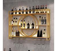Slim Bar Shelf Wine Rack for Home Bar with Glass Holder & Fridge Storage Gold Metal Wedding Couple Bottle Holder Sculpture (100x15x80cm)