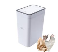 Slim Bathroom Bin with Press Top Lid - 10L/15L Narrow Trash Can - Odour-Sealing & Dog-Proof Wastebasket for Kitchen, Bedroom, Office, and Tight Spaces - Hygienic Push Button Design - White/Bla