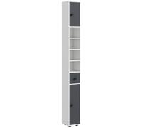 Slim Bathroom Cabinet, Free Standing Toilet Roll Storage with 2 Doors, Shelves Kleankin Grey One Size