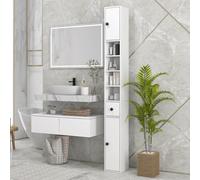 Slim Bathroom Cabinet, Free Standing Toilet Roll Storage with 2 Doors, Shelves Kleankin White One Size