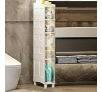 Slim Bathroom Cabinet with 3/4/5 Levels Plastic Drawers & Wheels Space-Saving Design & Tall Storage Solution for nizing Small Spaces