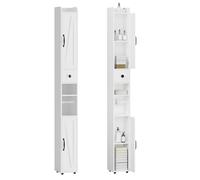 Slim Bathroom Cabinet with Adjustable Shelves 2 Doors & 1 Drawer Tall Storage Unit for Bathroom Living Room Kitchen Stylish & Space Saving
