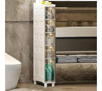 Slim Bathroom Floor Cabinet with 3/4/5 Shelves Nizer Storage Unit with Plastic Drawers and Wheels Side Storage Solution for nizing Bathrooms