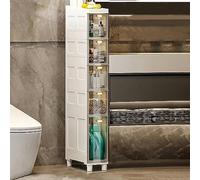 Slim Bathroom Floor Cabinet with Stackable Drawers & Rolling Wheels - Space-Saving Storage Solution for Bathroom nization & Decluttering
