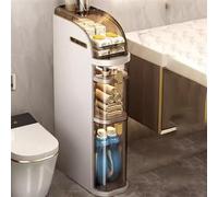 Slim Bathroom Floor Cabinet with Wheels Space-Saving Storage Solution Versatile nizer for Small Spaces Bookcase & Shoe Rack Ideal for Household Essentials