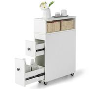 Slim Bathroom Storage Cabinet Narrow Rolling Storage Organizer w/ 2 Drawers