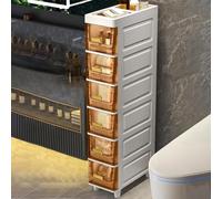 Slim Bathroom Storage Cabinet Narrow Shelving Unit for Small Spaces Tall Vertical Storage Unit Slim Floor Cabinet Compact Chest of Drawers for Efficient Organization
