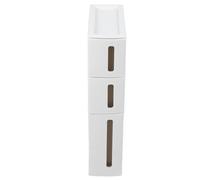 Slim Bathroom Storage Cabinet on Wheels - Narrow 5.5" White Plastic for Kitchen Pantry & Crevice Shelving Unit - Space-Saving Floor Cabinet